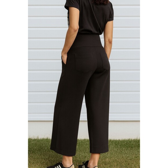 CAbi Chance Wide Leg Pants Style 1208 Black Pull On Stretch Dressy Size L - Picture 2 of 13